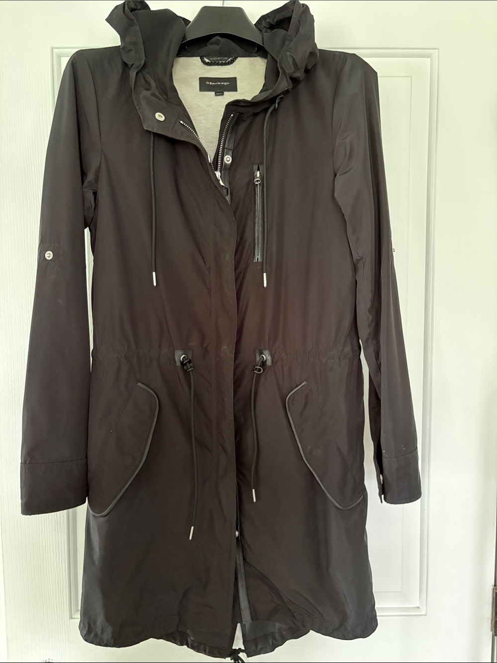 Mackage Black Hooded Trench Parka